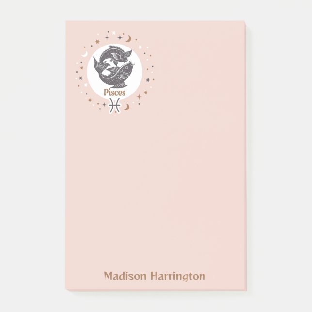 Custom Name Zodiac Sign Pisces Post-it Notes (Front)