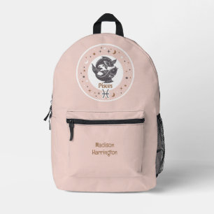 Custom Name Zodiac Sign Pisces Printed Backpack