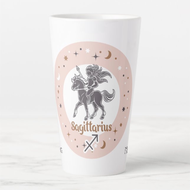 Custom Name Zodiac Sign Sagittarius Latte Mug (Front)