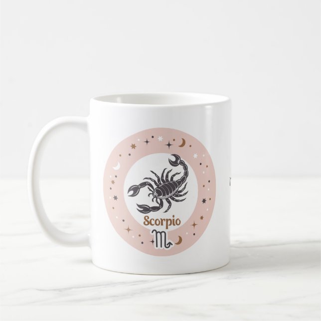 Custom Name Zodiac Sign Scorpio Coffee Mug (Left)