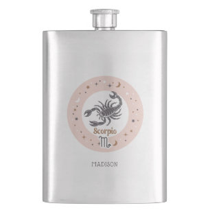 Custom Name Zodiac Sign Scorpio Hip Flask