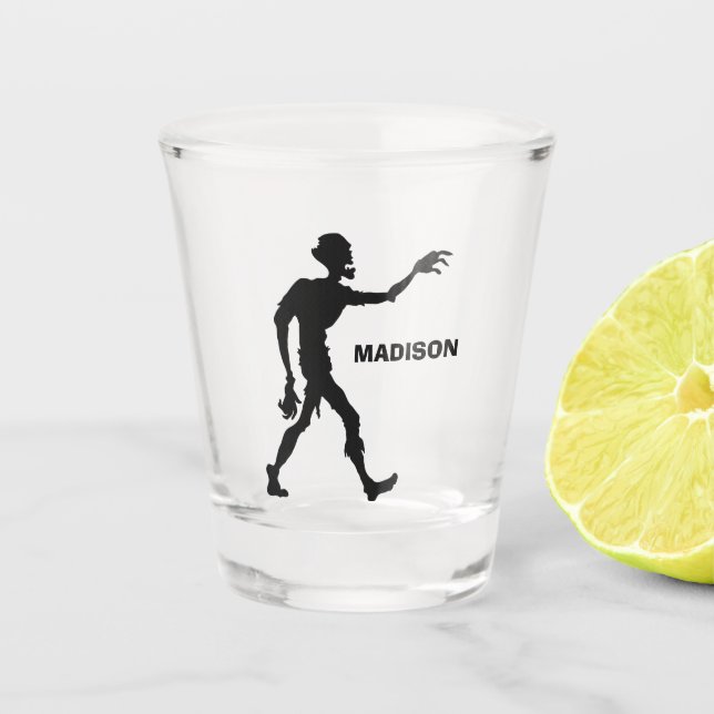 Custom name Zombie shot glass (Front)