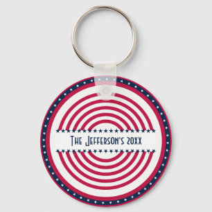 Custom Named Patriot Red White Blue  Key Ring