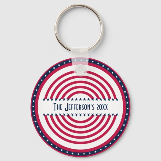 Custom Named Patriot Red White Blue  Key Ring (Front)