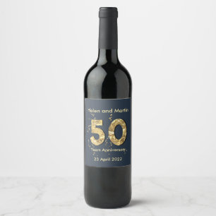 Custom names 50 Anniversary Gold Wine Label