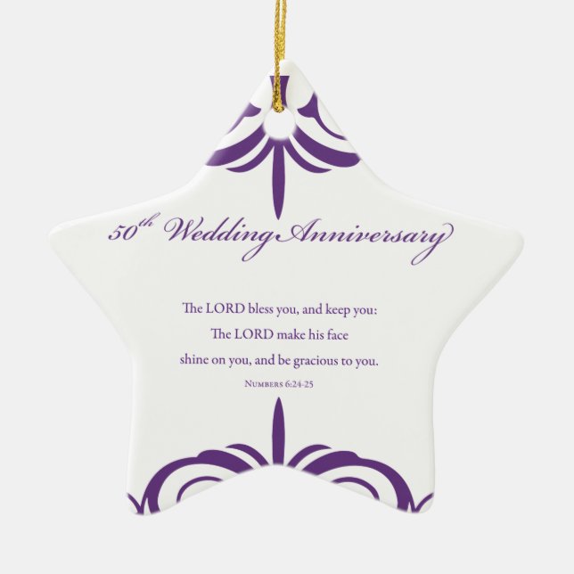 Custom Names, 50th Wedding Anniversary to Couple Ceramic Ornament (Front)