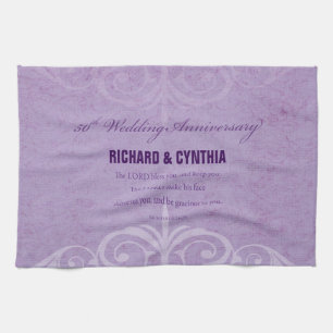 Custom Names, 50th Wedding Anniversary to Couple Tea Towel