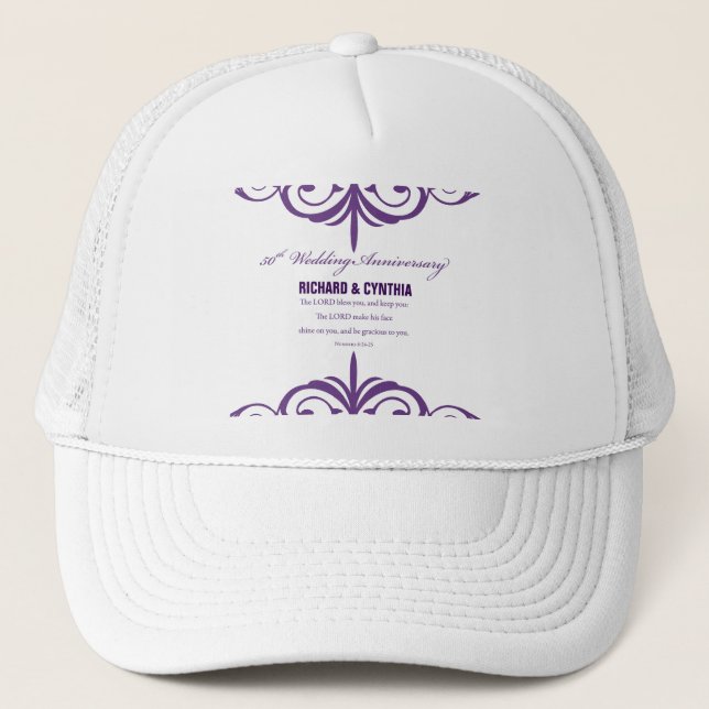 Custom Names, 50th Wedding Anniversary to Couple Trucker Hat (Front)