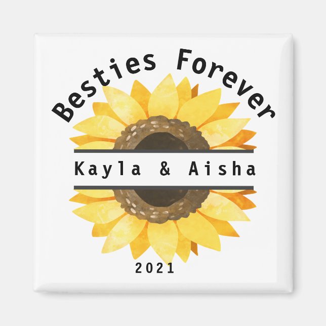 Custom Names Best Friends Forever SunFlowers Magnet (Front)