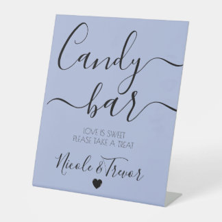 Custom Names Calligraphy Wedding Candy Bar Pedestal Sign