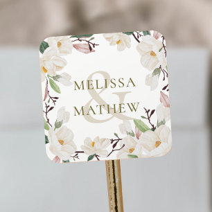 custom Names Elegant Oriental Magnolia  Square Sticker