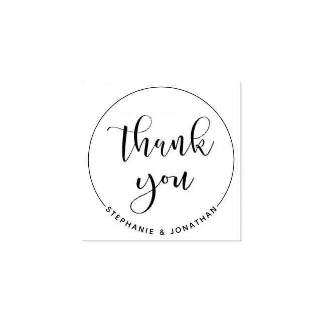 Custom Names | Elegant Thank You Script Wedding Rubber Stamp (Imprint)
