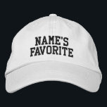 Custom Name's Favorite Text Birthday Gift for her Embroidered Hat<br><div class="desc">Personalized trendy humor dad hat,  customized funny embroidery woman girl,  personalised Christmas present from him,  customizable love my awesome best,  cool bonus daughter matching family,  photo prop photograph mama father,  mom and me mother mum,  mommy daddy to grown stepdaughter,  father's day anniversary wife husband,  new granddaughter mummy stepmom stepdad</div>