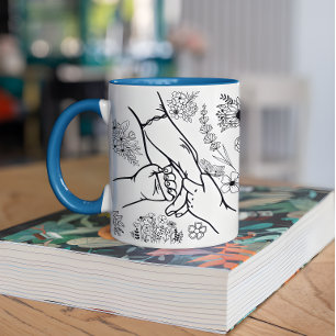 Custom Names Kids Holding Mum's Hands Mother's Day Coffee Mug