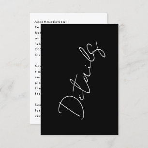 Custom Names Modern Black Details Accommodation Enclosure Card