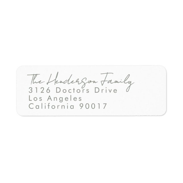 Custom Names Modern Event Sage Return Address Label (Front)