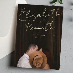 Custom Names Modern Gold Photo Save Our Date