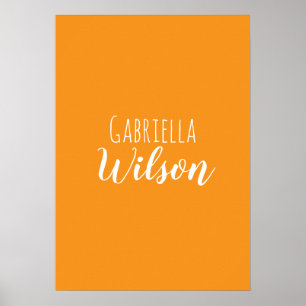 Custom names modern orange minimalist poster