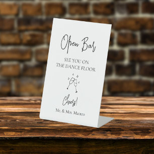 Custom Names Open Bar Dance Floor Wedding Sign