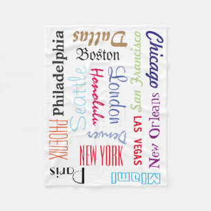 Custom Names or Popular City Destinations Fleece Blanket