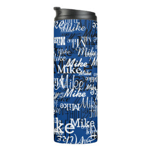 Custom Names Overlapped All-Over BLUE Thermal Tumbler