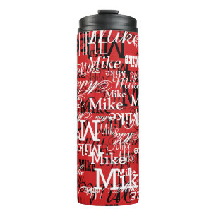 Custom Names Overlapped All-Over Red Thermal Tumbler