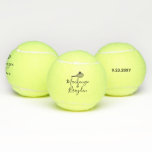 Custom Names Personalised Special Date Tennis Balls<br><div class="desc">Personalised custom tennis balls printed with custom names or any unique wording text in a modern script font and simple tennis racquet monogram. Any tennis-playing couple or doubles team would appreciate these modern monogrammed practice balls with a special date such as an engagement, wedding, or anniversary of a special match...</div>