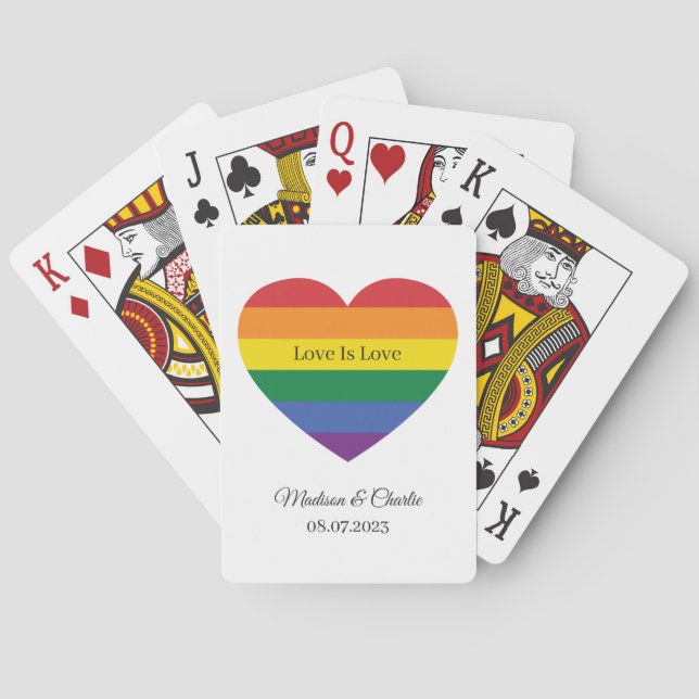 Custom Names Rainbow Heart Playing Cards (Back)