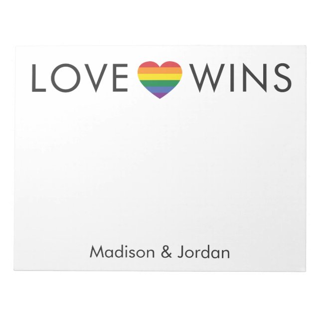 Custom Names Rainbow LOVE Notepad (Front)