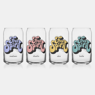 Custom Names Retro "Free Spirit" Can Glass