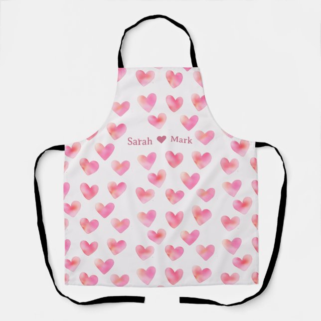Custom Names Romantic Pink Love Design -  Apron (Front)