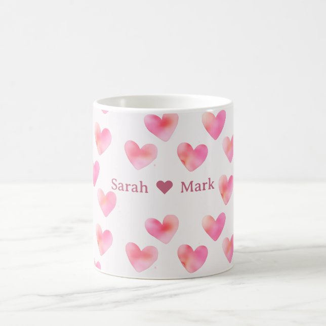Custom Names Romantic Pink Love Design -  Coffee Mug (Center)