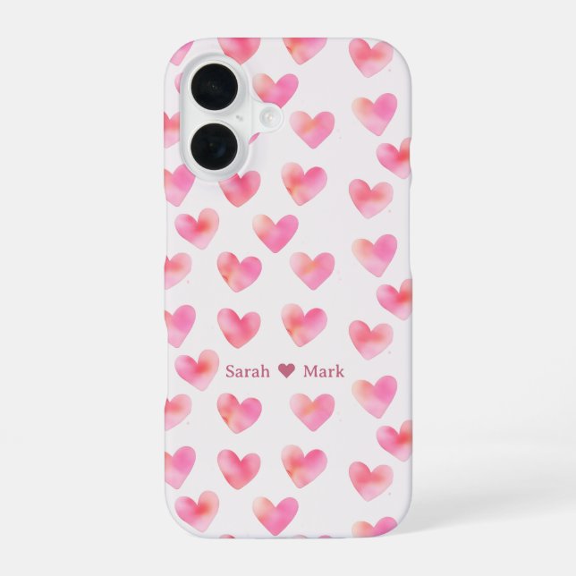 Custom Names Romantic Pink Love Design -  iPhone 16 Case (Back)