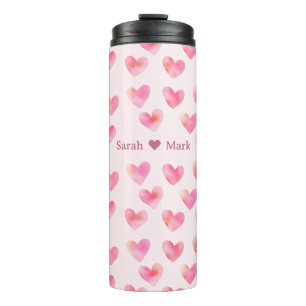 Custom Names Romantic Pink Love Design - Thermal Tumbler