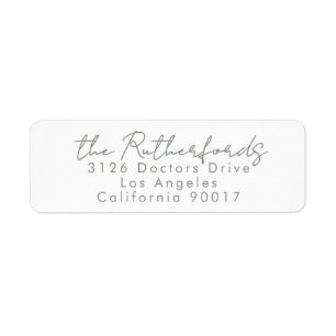 Custom Names Sage Modern Wedding Return Address Return Address Label