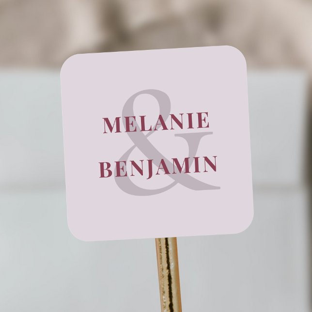 custom Names Simple Elegant Purple Square Sticker (custom Names Simple Elegant Purple Square Sticker)