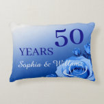 Custom Names & Special Years Romantic Blue Rose  Decorative Cushion<br><div class="desc">Mark your unforgettable moments with this customisable blue rose anniversary design. Add any year and names to create a one-of-a-kind gift for weddings,  anniversaries,  or vow renewals. A beautiful keepsake that symbolises everlasting love.</div>
