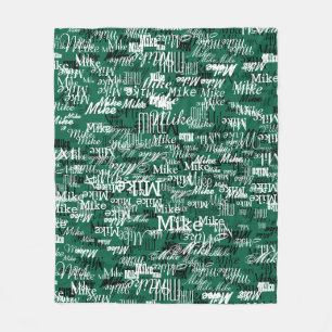 Custom Names Stamped All-Over Dark-Green Fleece Blanket