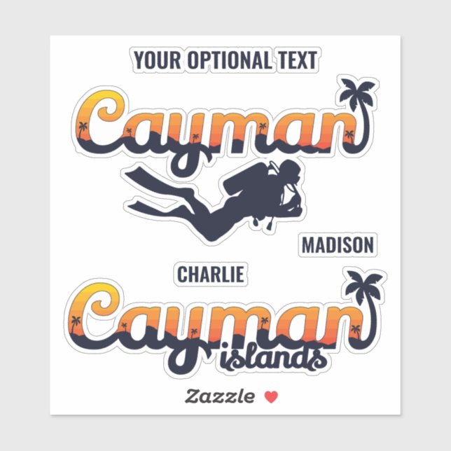 Custom Names & Text Cayman Islands Scuba Diver (Sheet)
