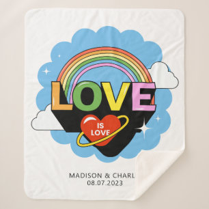 Custom Names / Text "Love Is Love" Sherpa Blanket