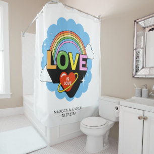 Custom Names / Text "Love Is Love" Shower Curtain