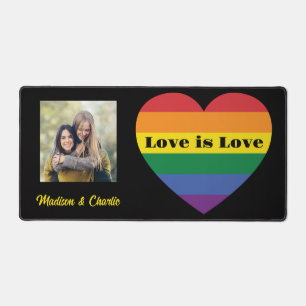 Custom Names, Text & Photo Rainbow Heart Desk Mat