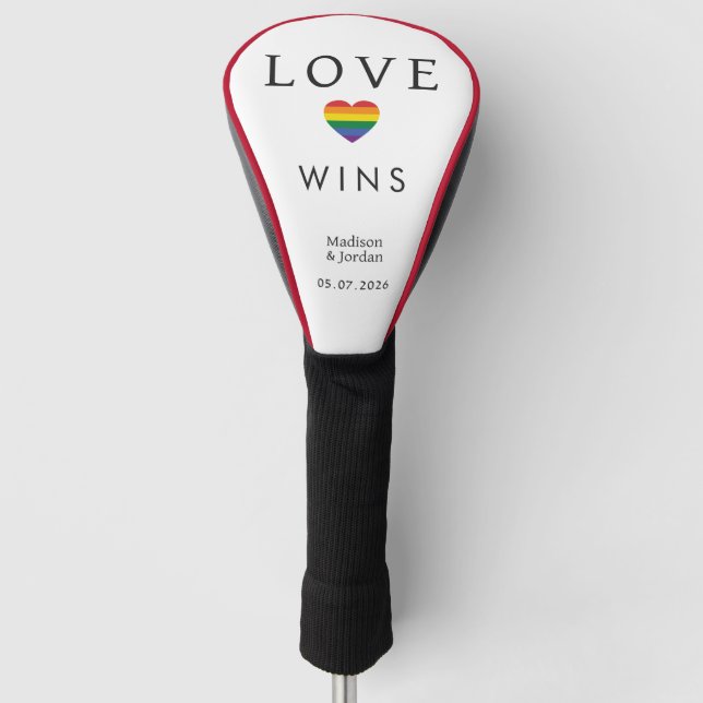 Custom Names / Text Rainbow LOVE Golf Head Cover (Front)