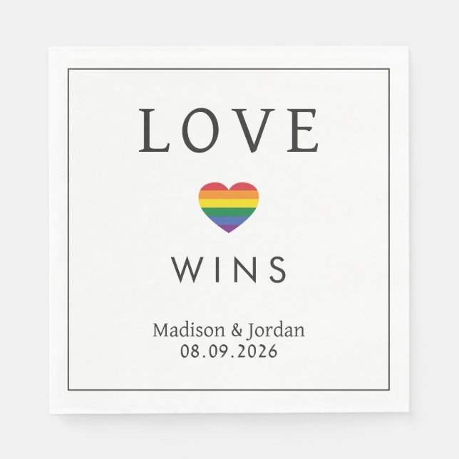 Custom Names / Text Rainbow LOVE Napkin (Front)