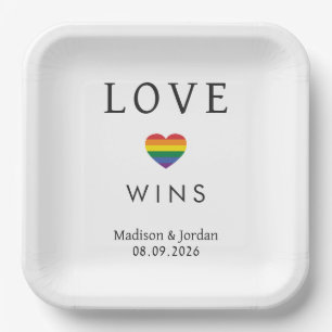 Custom Names / Text Rainbow LOVE Paper Plate