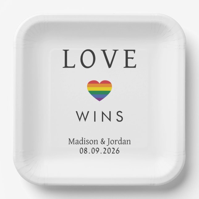 Custom Names / Text Rainbow LOVE Paper Plate (Front)