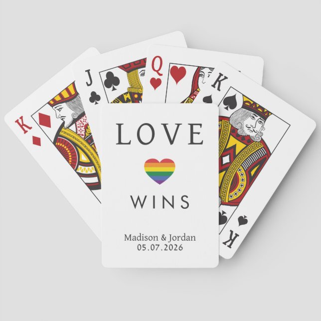 Custom Names / Text Rainbow LOVE Playing Cards (Back)