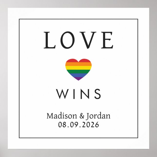 Custom Names / Text Rainbow LOVE Poster (Front)