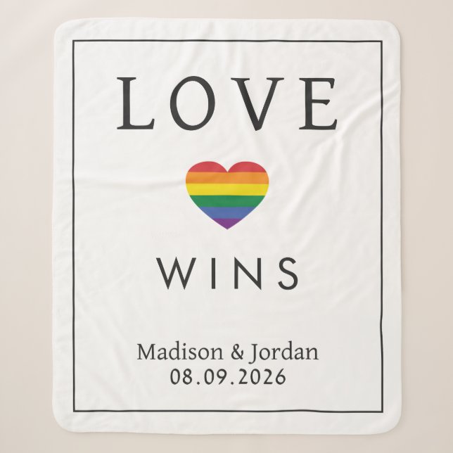 Custom Names / Text Rainbow LOVE Sherpa Blanket (Front)