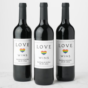 Custom Names / Text Rainbow LOVE Wine Label